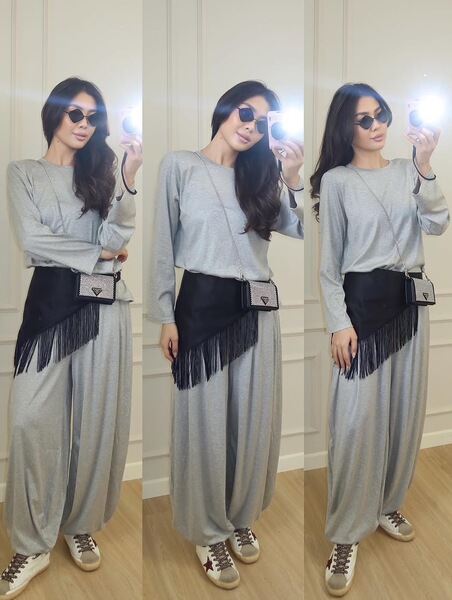 Knitted solid color travel trousers