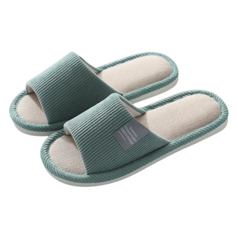 Four Seasons zapatillas de lino Hogar de las mujeres lindo Otoño e Invierno antideslizante que absorbe el sudor de algodón de lino par zapatillas de piso al por mayor de los hombres
