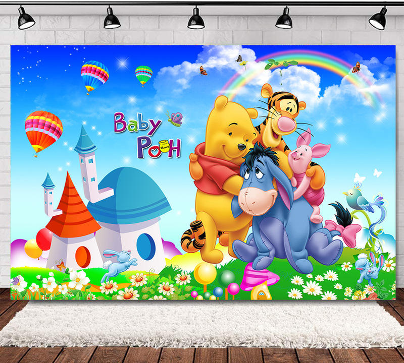 Amazon Winnie the Pooh Mickey Ice Adventures Princess Children's Birthday Party Photo Photography Background Cloth Decoration