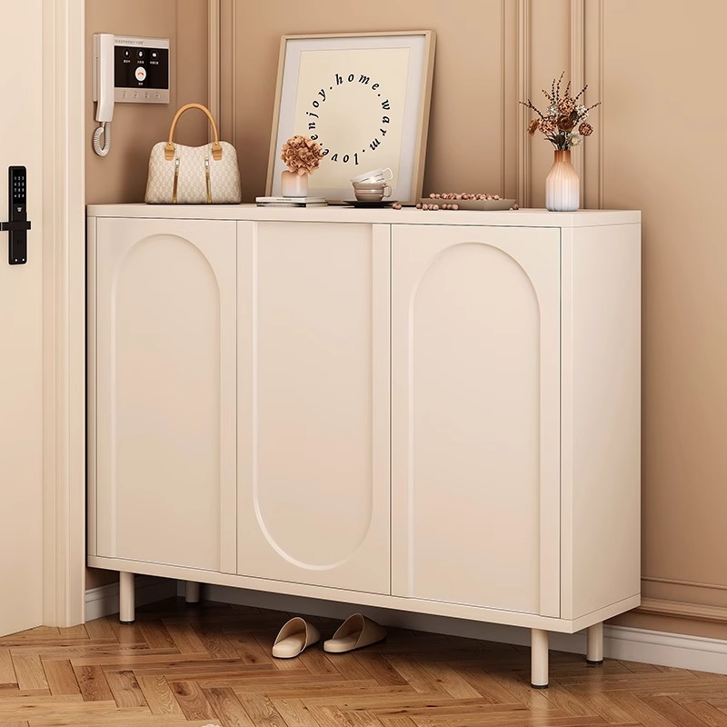 Gabinete de zapatos de crema puerta doméstica gabinete de almacenamiento balcón sala de estar armario de almacenamiento de gran capacidad estante de zapatos