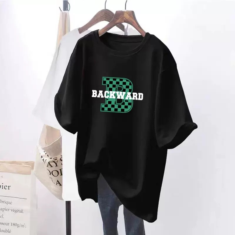Women's Clothing Pure Cotton Short Sleeve T-Shirt White Loose Fit Mid-Length Fashion Top For Summer_voghion.com