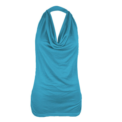 2025 Basic Bottom-Up Tank Top Style Amazon Plain Color Sleeveless T-Shirt for Women, European and American Style, Drape-Back, Revealing and Sexy Backless T-Shirt