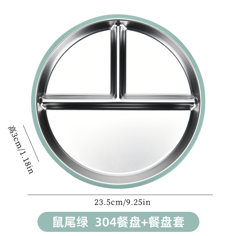 Platos de acero inoxidable con ventosa, silicona antideslizante, aislamiento térmico, niños