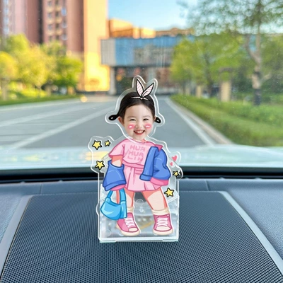 Car ornaments — acrylic creative - vehicle-mounted-solar-battery-dual-use-model-single-person-shaking-head-f71-model