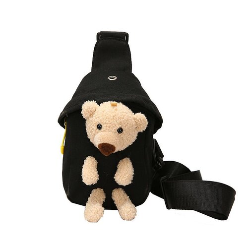 Popular Bear Canvas Bag 2024 New Trend Single Shoulder Crossbody Bag Cartoon Ins Cute Bag Cross-border Wholesale