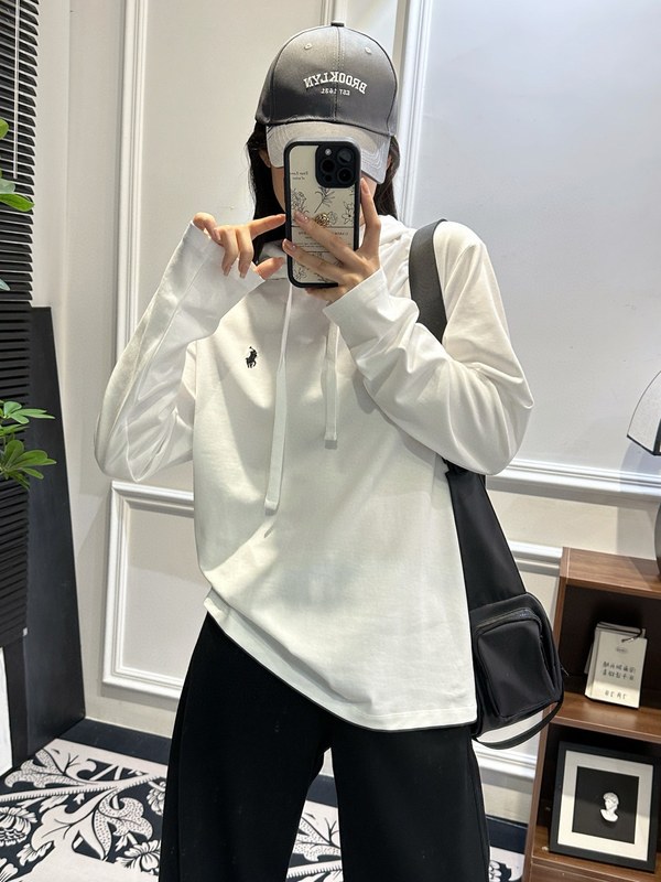 25秋拉夫同款刺绣小马经典连帽休闲直筒卫衣 女士休闲百搭卫衣|undefined