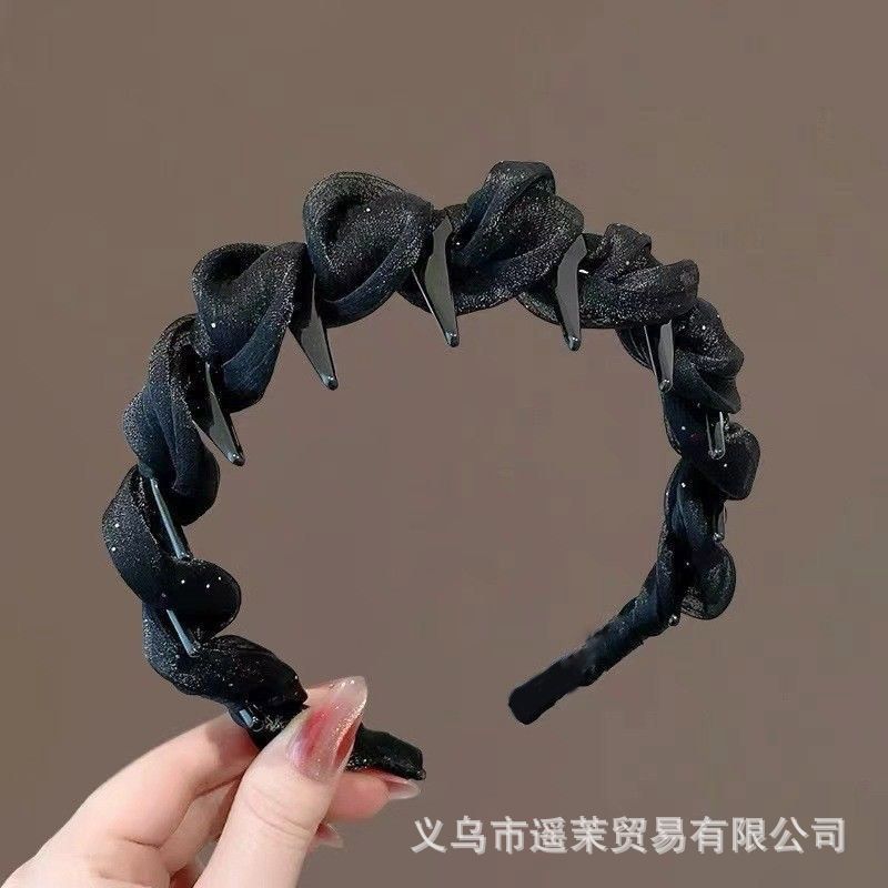 韩系蓬松高颅顶发箍女2025新款波浪带齿洗脸防滑头箍发卡发饰头饰|undefined