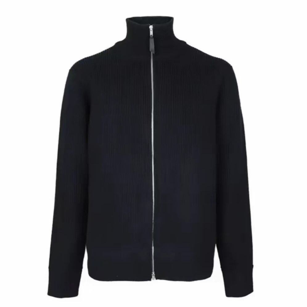 Majia Four-Corner Winter Double Zipper Semi-Warm Couple's High-Weight Cardigan Wool Sweater Jacket Men's Knitwear