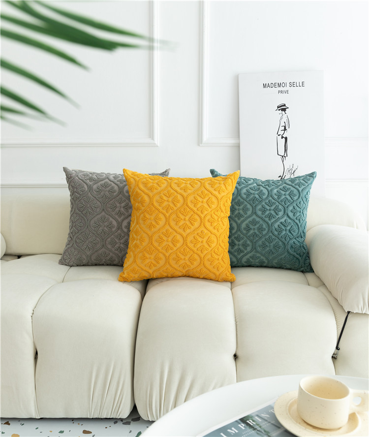 Housse de coussin de chevet brodée en trois dimensions, motif géométrique, motif floral, style européen et américain, décoration pour la maison_voghion.com