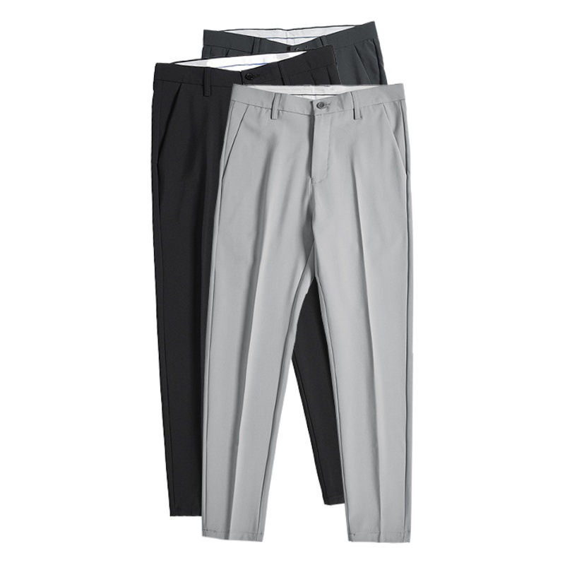 LKTM ropa de hombre # pantalones de traje engrosados forrados con forro polar estilo coreano SLIM-Fit rectos desplegables pantalones casuales de traje pequeño image 1
