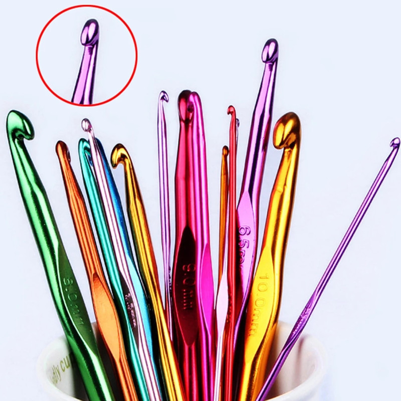 100 Piece Crochet Set Colored Aluminum Oxide Single Head Full Set Of Crochet Diy Weaving Tool Material Package_voghion.com