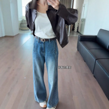 复古阔腿牛仔长裤女夏季新款大码胖mm宽松显瘦梨形身材直筒裤子