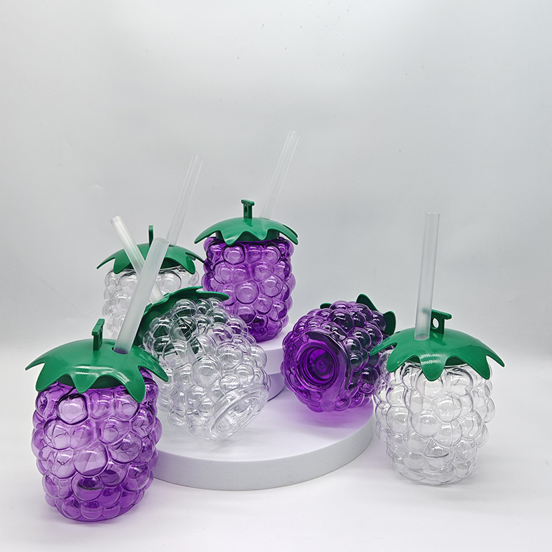 Fabricante de nuevos productos creativos ventas directas de taza de paja de uva transparente de plástico desechable taza de bebida de jugo rojo wy