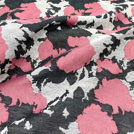 玫粉色不规则泼墨感色织羊毛面料 春夏套装连衣裙布料A