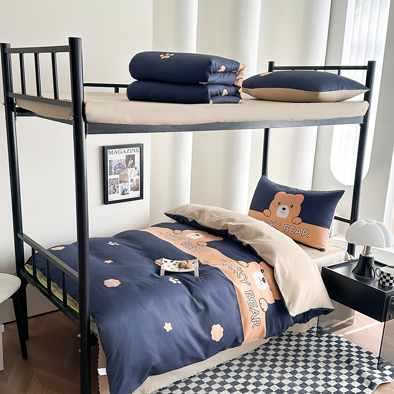 Dormitorio de estudiantes universitarios una sola persona tres conjuntos de ropa de cama un conjunto completo de colcha sábanas cuatro o seis conjuntos de colcha sábanas