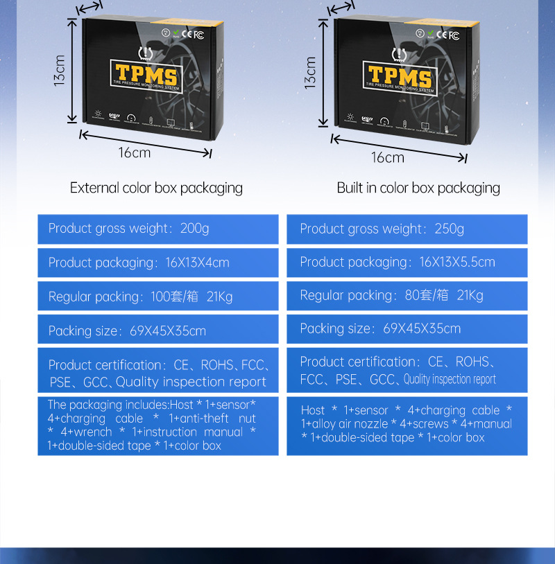 T22 Built-In Tire Pressure Monitor, External Universal Tire Detection Device for Cars, Wireless Solar-Powered Tire Pressure Monitor