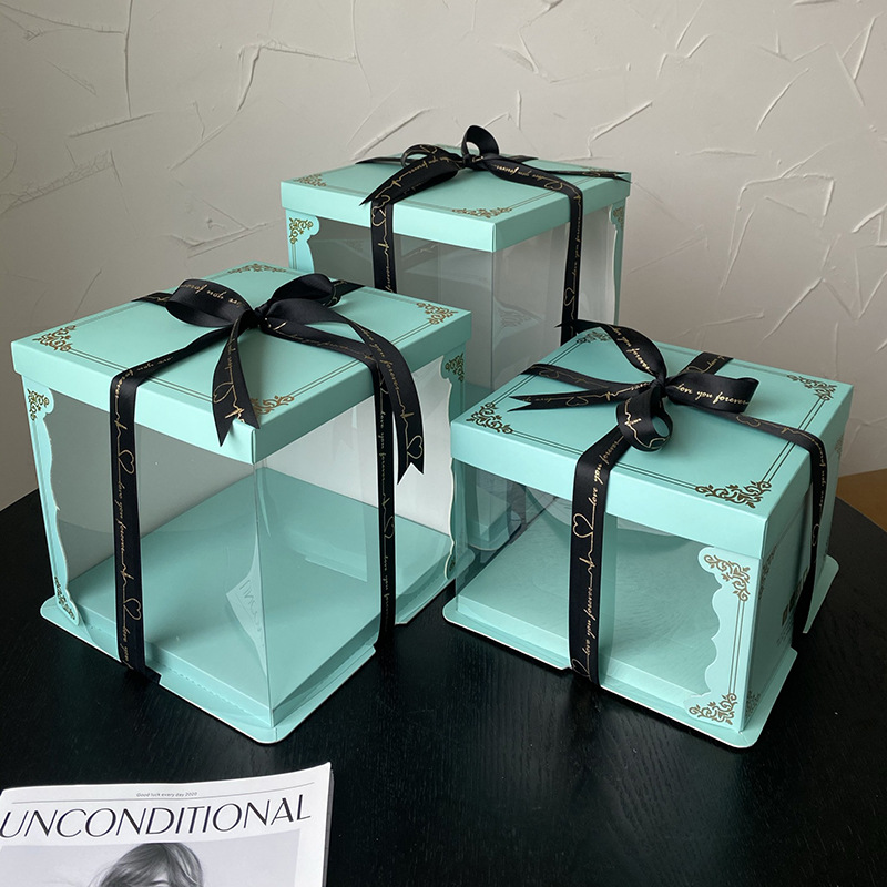 家用烘培生日蛋糕盒HDT6-12寸单双层加高甜品手提包装盒可烫印