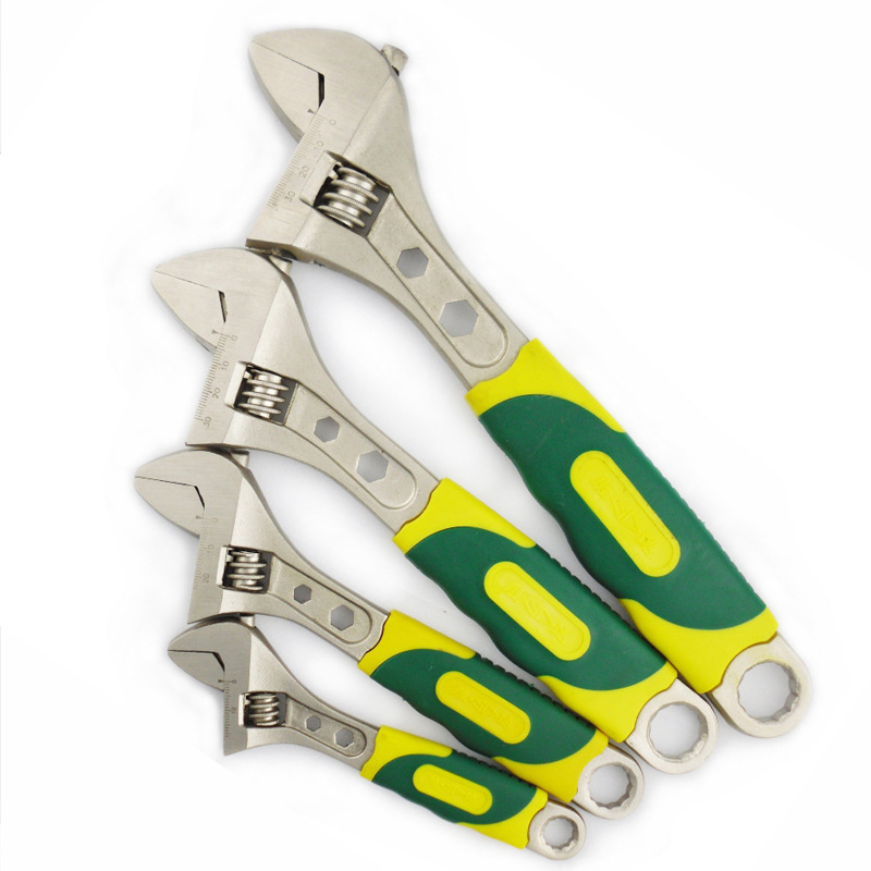 胜达工具中间塑柄活扳手可调塑胶手柄活口扳手活络防滑设计螺丝