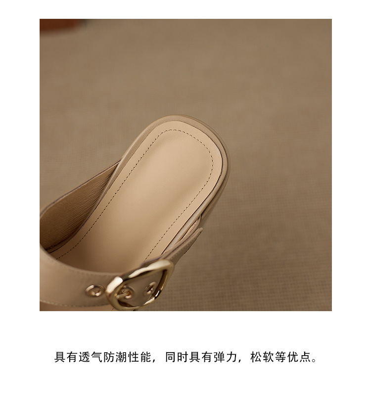 Dép sandal nữ đế xuồng cao 10cm da thật quai khóa mũi hở mùa hè — màu trắng ngà, màu mơ chi tiết 16