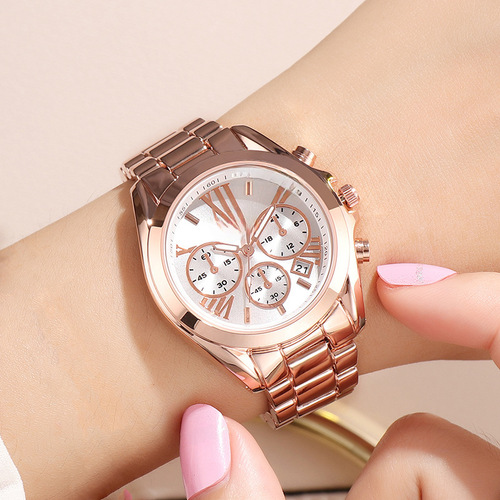 GEDI Cross-border Steel Strap Women's Business Style Stainless Steel Bracelet Watch Waterproof Date Lady Watch Wholesale