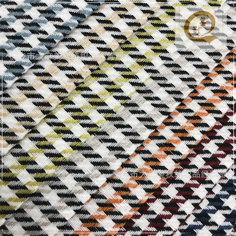 多彩五彩千鸟格仿麻沙发布料 箱包靠垫软包装饰面料厂家直供