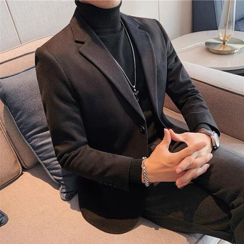 Autumn and winter casual blazer for men, business slim-fit Korean style trendy stylish woolen jacket for men Autumn and winter casual blazer for men, business slim-fit Korean style trendy stylish woolen jacket for men