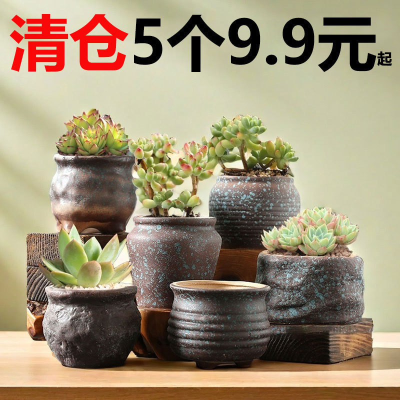 Vintage Succulent Flower Pots for Home Use, Large and Small Clay Pots, Creative Root-Controlling Flower Pots, Ceramic Flower Pots, Clearance Sale Wholesale