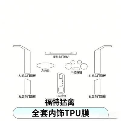 Interior Protective Film Center — Car interior film - 23-25-ford-raptor-tpu-interior-film-without-screen