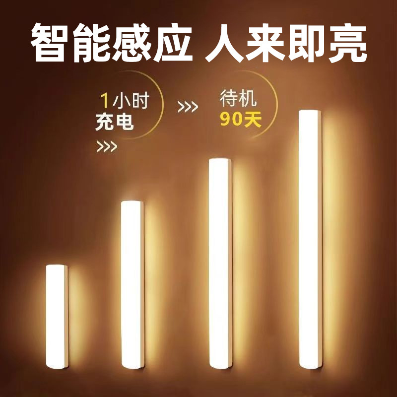 Smart Led Human Body Sensor Light Cabinet Wine Cabinet Wardrobe Strip Light Wireless Magnetic Light Bedroom Rechargeable Night Light