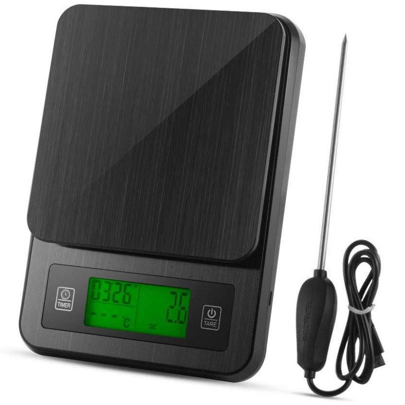 触摸电子秤  不锈钢厨房咖啡秤 带温度探针 带计时功能 烘焙秤