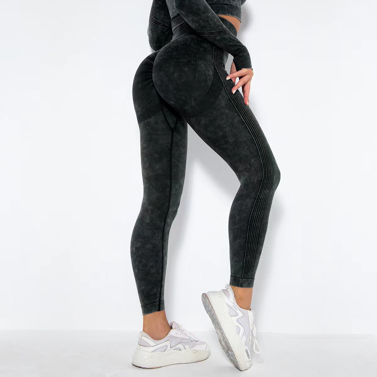 Pantalones de fitness de cintura alta con abdomen sin costuras transfronterizos, pantalones de yoga de cadera de melocotón para mujer, pantalones ajustados deportivos para correr y montar