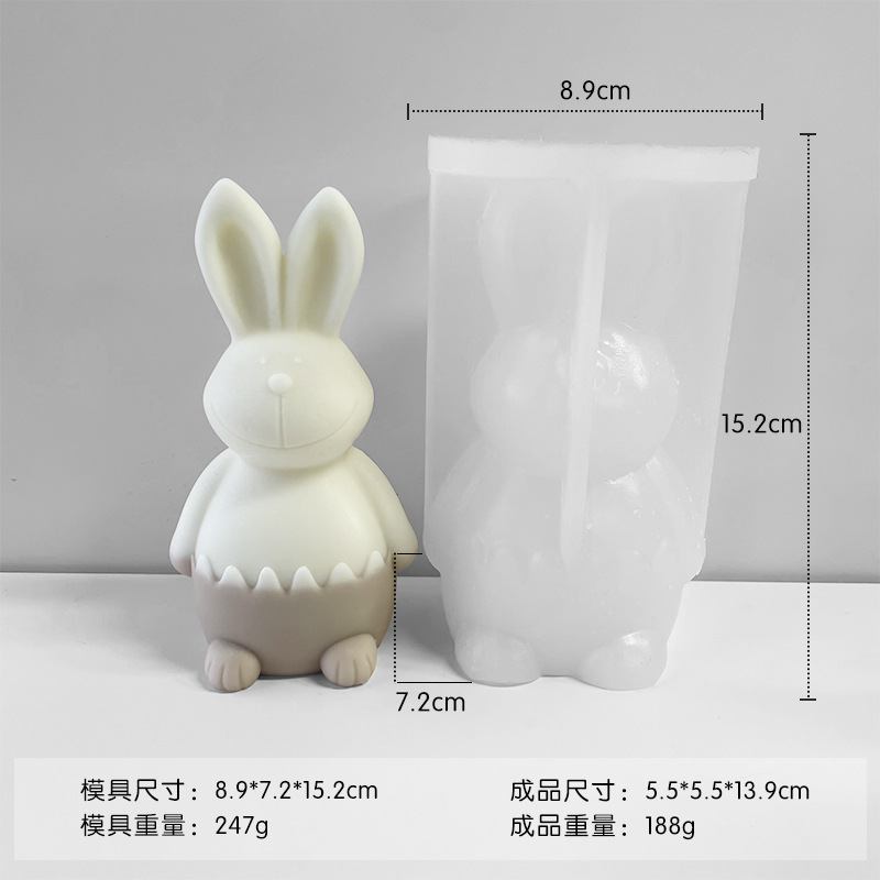Nuevo roto cáscara de huevo conejo vela decoración molde de silicona DIY conejo de Pascua aromaterapia vela herramienta de molienda