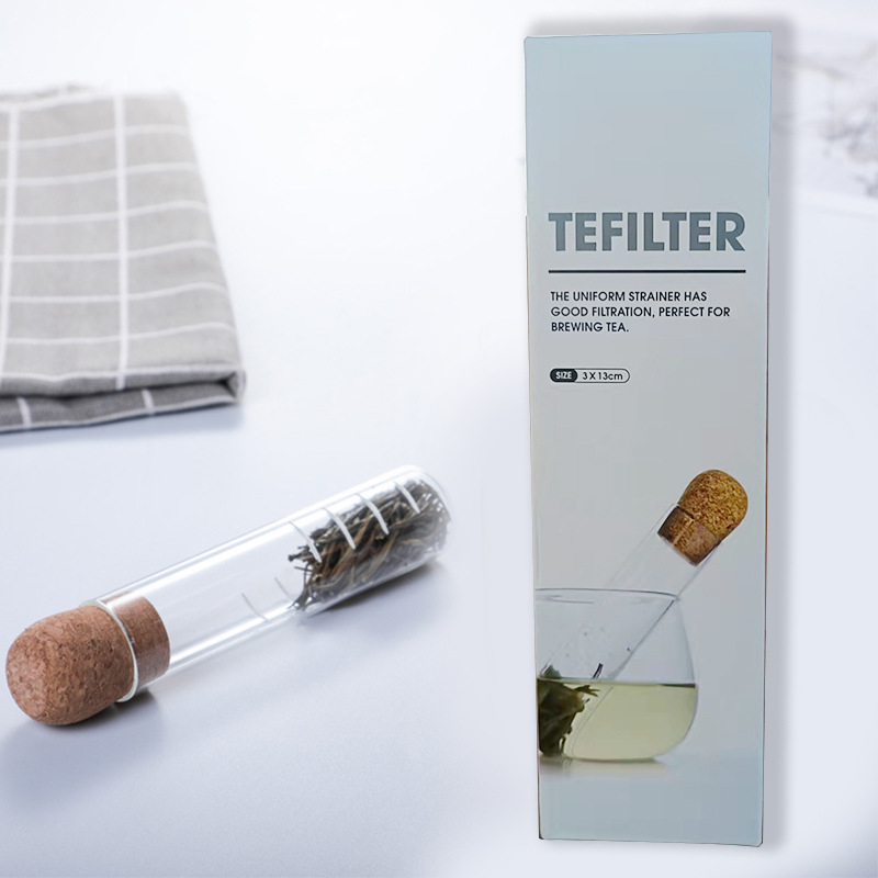 Tubo de ensayo de vidrio creativo colador de té Filtro de té colador de té de verano neto rojo hogar resistente a altas temperaturas juego de té accesorios al por mayor