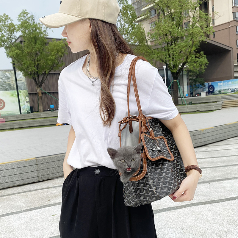Spot Dog Tooth Pet Bag Dog Bag Travel Cat Bag Adjustable Breathable Handbag Goyard Small Pet Bag