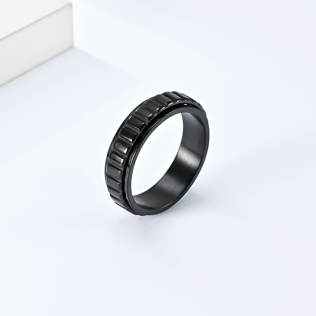 10g Weight Anxiety Ring, Rings Classification Round Lattice Titanium Steel Classic Style Anxiety Ring Rings