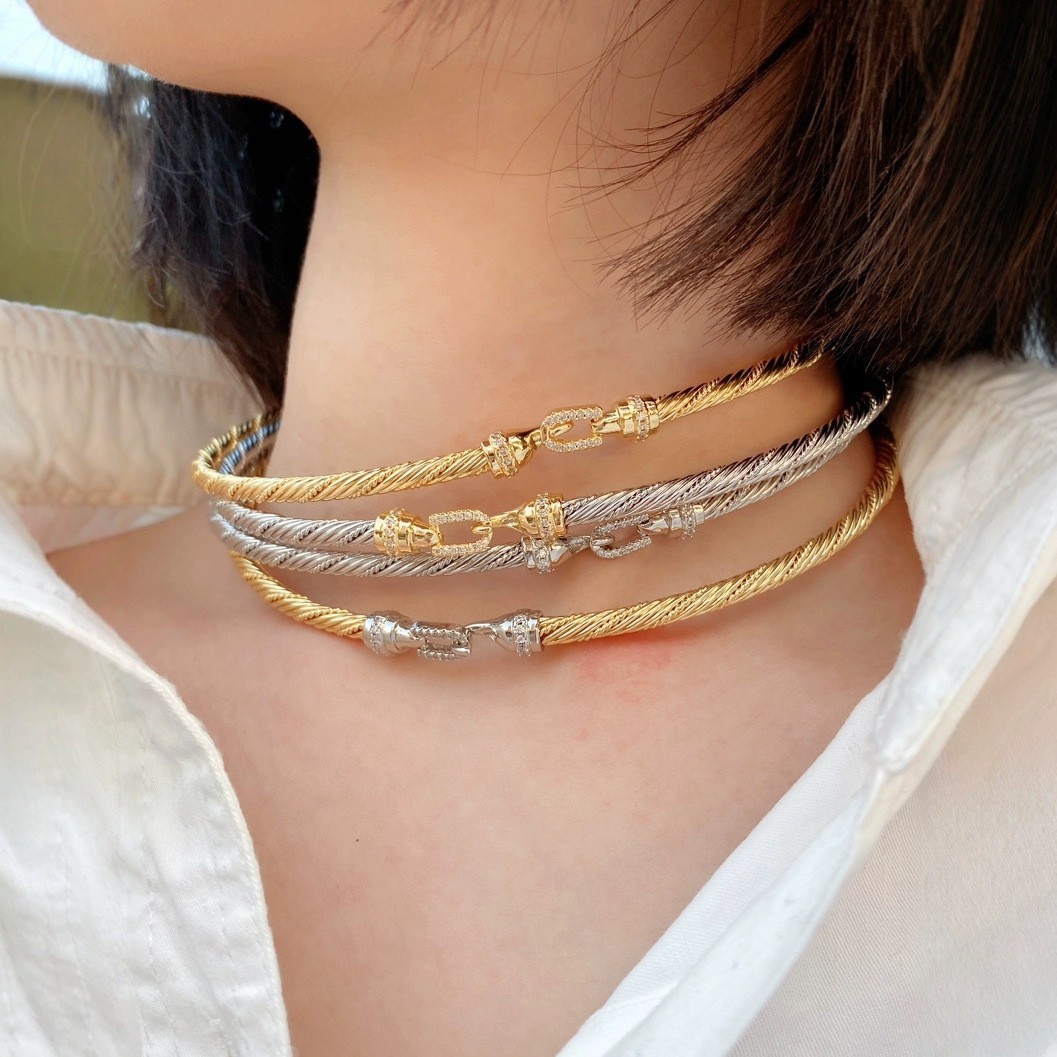 25g Weight 18K Gold Plated Plating Material Zircon Inlay Material Bracelets, Necklace Classification 1 Piece Quantity Daily Occasion Copper Material Geometric Pattern All Seasons Season Unisex Gender Mixed Metal, Inlay Design Simple Style Style Wholesale Jewelry Simple Style Geometric Copper Zircon 18K Gold Plated Mixed Metal Inlay Bracelets Necklace 无