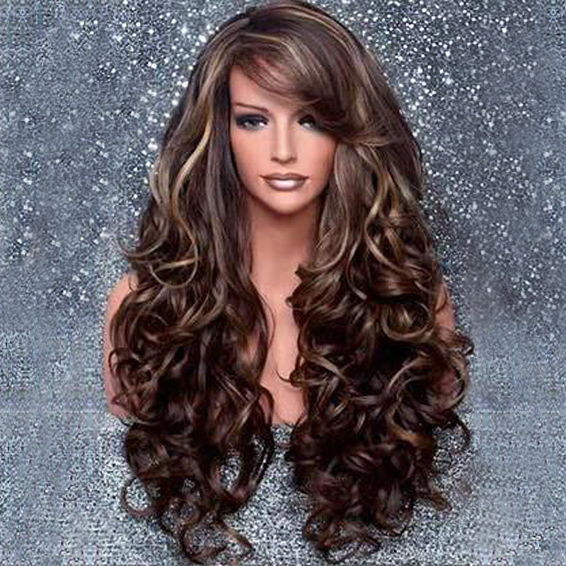 Women's Fashion Casual High Temperature Wire Side Fringe Long Curly Hair Wigs display picture 2