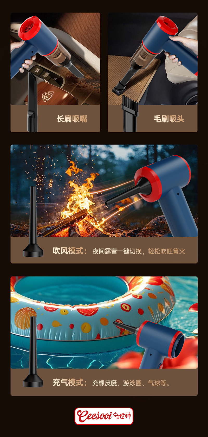 Shishuai Wireless Car Vacuum Cleaner, Super Strong Suction, Handheld, Small, High Suction, Dual-use for Car Interior, Suction and Blowing
