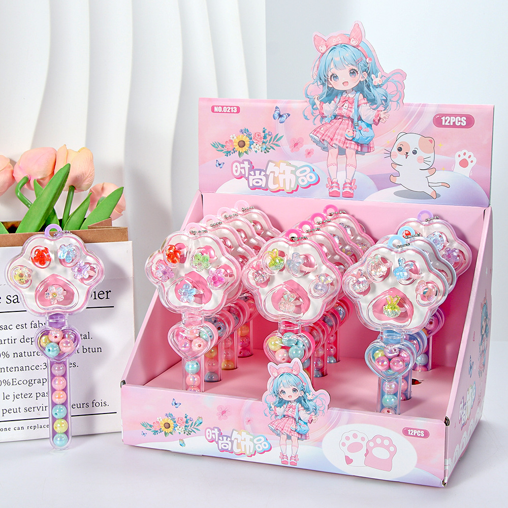 Fabricante de origen Regalo de bricolaje hecho a mano para niñas y niños Pulsera Joyas con cuentas Juego de anillos Caja de regalo pequeña al por mayor