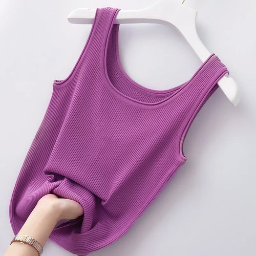Sleeveless camisole women's inner wear base layer summer outerwear ice silk short knitted versatile thin slim-fit figure-flattering trendy