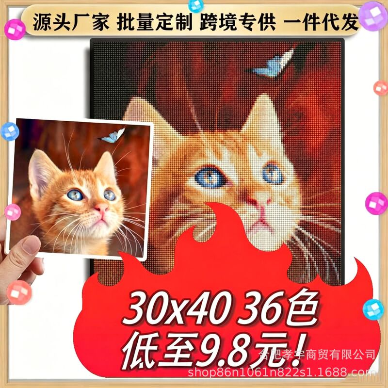 Cross-Border Supply of 5D Handmade DIY Diamond Paintings, Customized with Any Size Image, Complete with Diamond Kit and Tool Kit