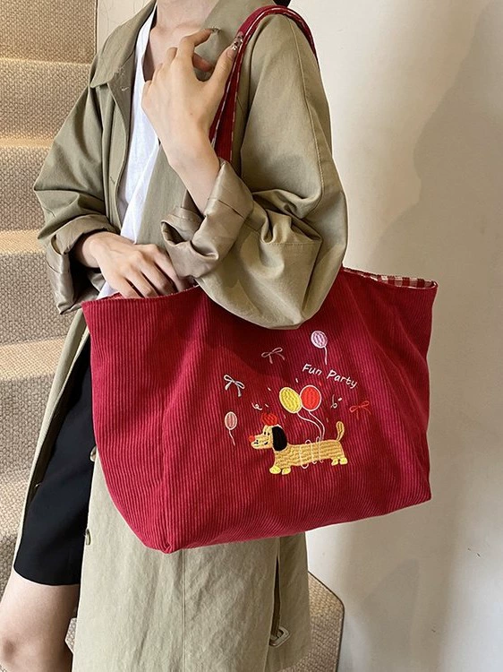 Cute capacious demi-season one-shoulder bag, shoulder bag, with embroidery