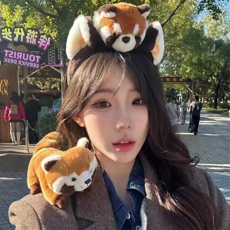Giant Panda Doll Zoo Headband Adult and Children Hair Accessories Red Panda Headband Cute Super Cute Little Raccoon Headband