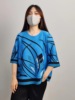 Miyake Abstract printing fold jacket temperament Diamond T-shirts Sleeve colour