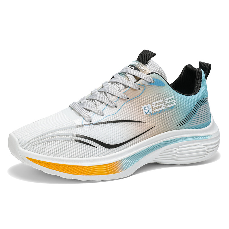 Verano para hombres nuevos zapatos de corrida transpirables de malla de hielo superligero con suela gruesa de moda zapatos deportivos casuales para hombres