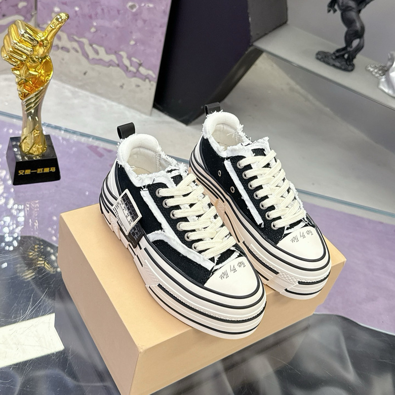 Foreign trade in-stock Wu Jianhao xVESSEL handmade canvas shoes vulcanized shoes black and white pink basic classic black same style