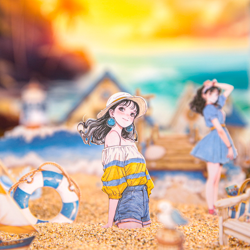 El paquete de pegatinas grandes del Sr. Paper, serie de diario de construcción de sueños, pegatinas de tarjetas duras talladas, pegatinas de material de base de cuenta manual