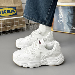 鞋子男厚底增高情侶老爹鞋2024春季新款學生百搭休閒小白鞋ins潮