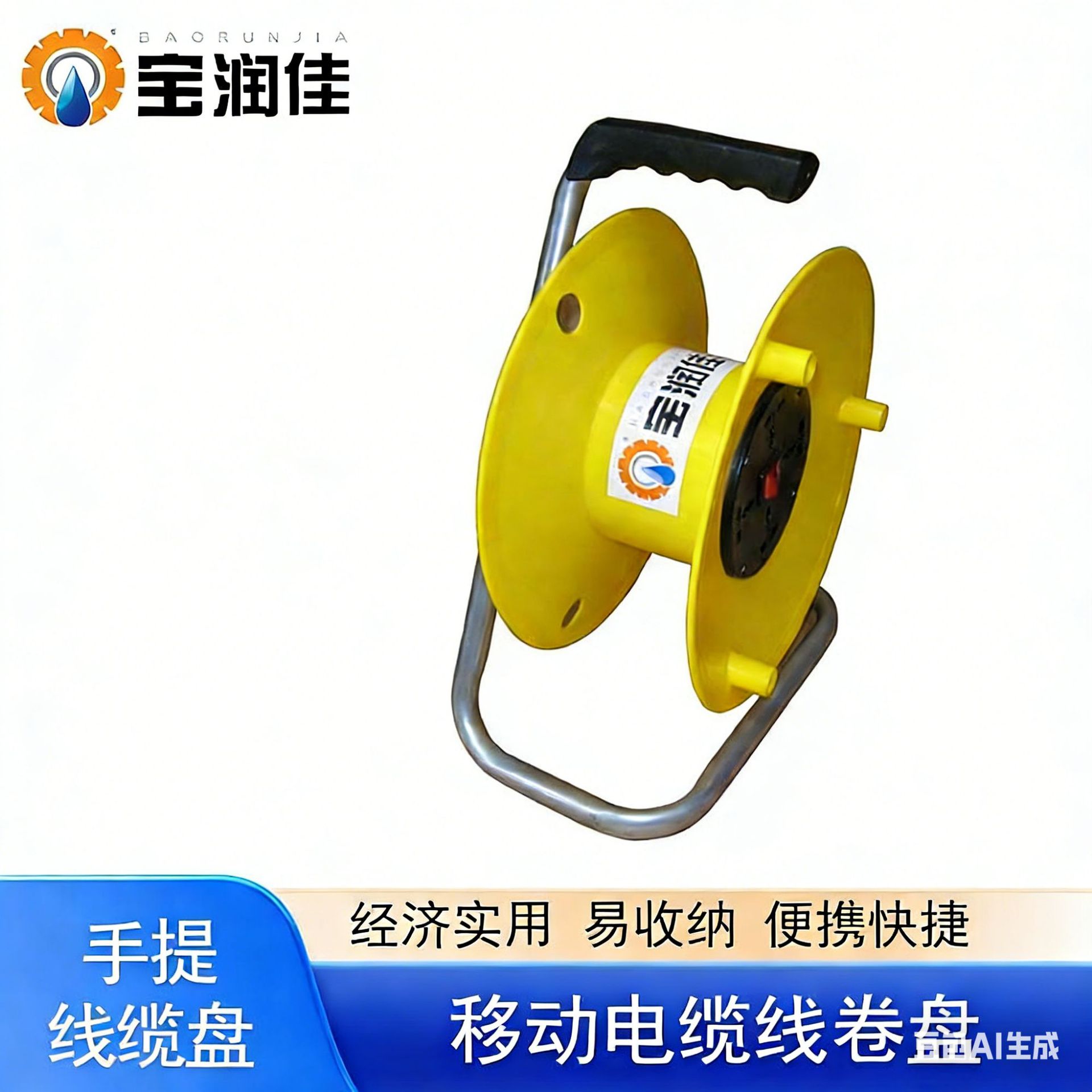 手提式线轴电缆卷线器户外工程拖线盘带漏电保护ABS线盘绕30-70米