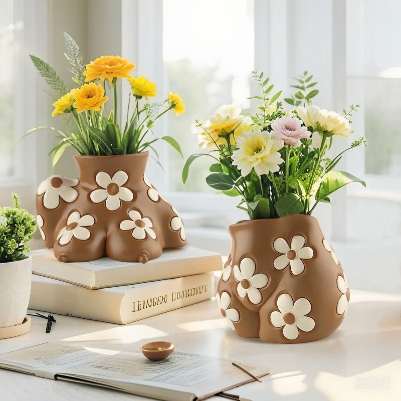  Nordic Ins-Style Creative Resin Human Body Art Flower Pot Home Desktop Balcony Succulent Planter Small Ornament